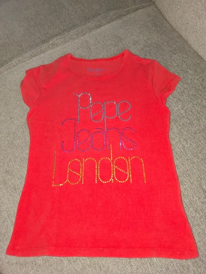 T-shirt rouge Pepe jeans 8 ans