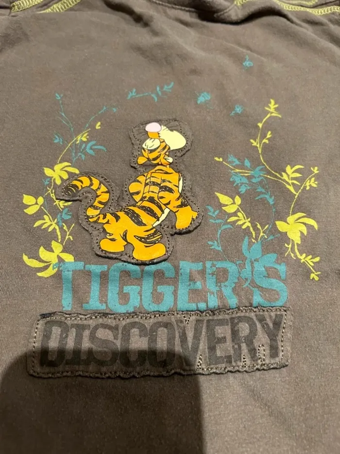 T shirt manches longues garcon en coton vert Tigrou Disney taille 5 ans - photo numéro 2