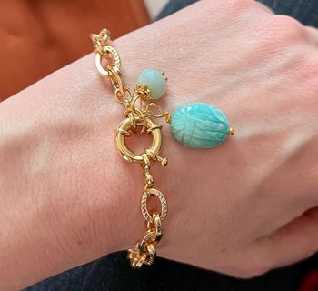 Bracelet amulette scarabée Amazonite