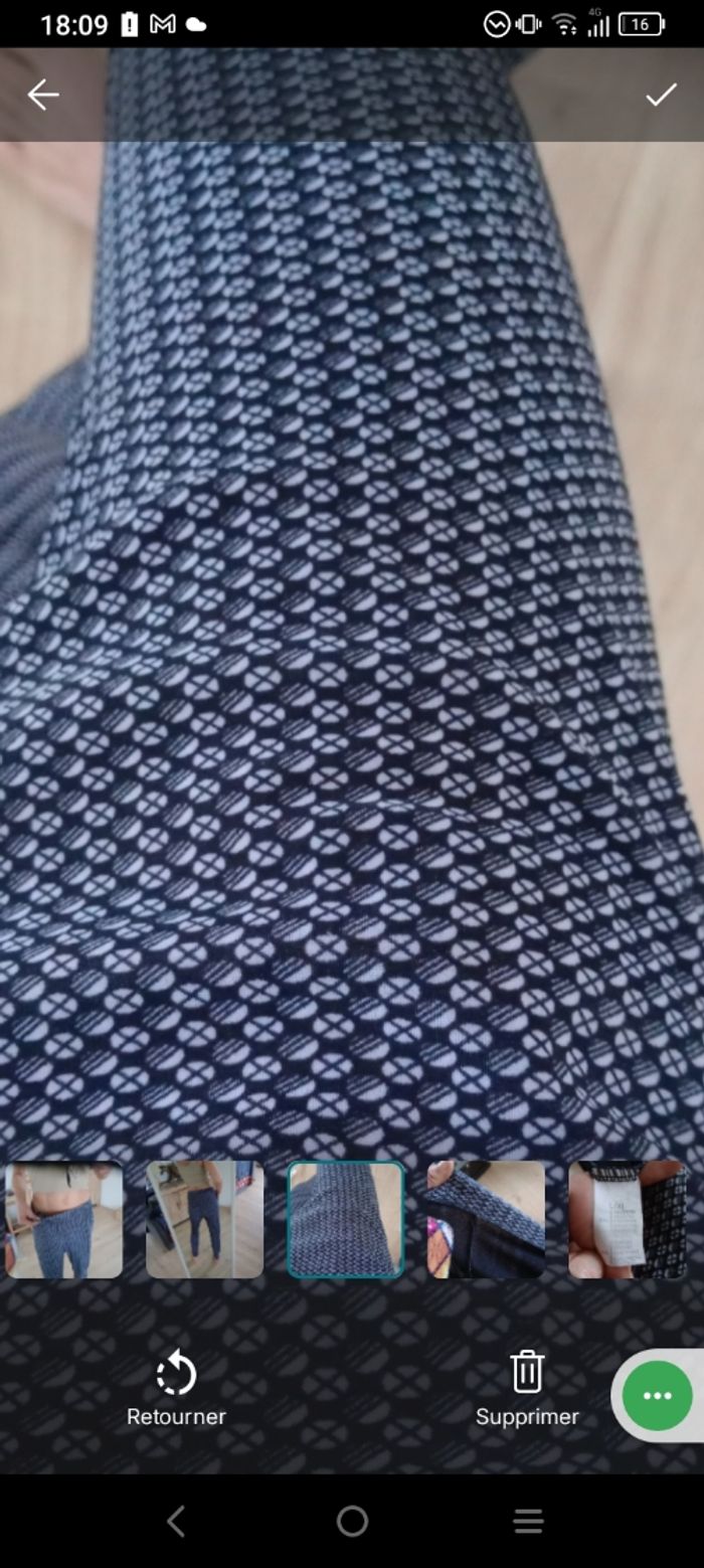 Pantalon femme fluide 40 motifs bleu et blanc c76 - photo numéro 7