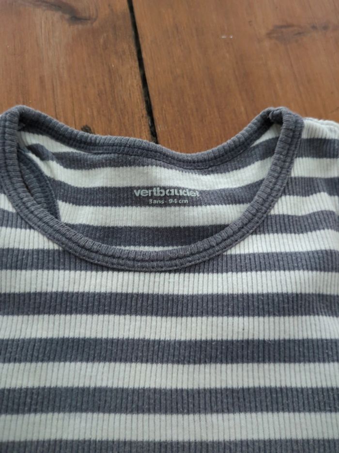 Débardeur marinière blanc gris Vertbaudet 3 ans - photo numéro 2