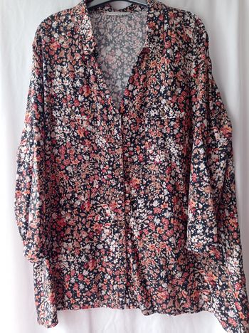 CHEMISE ARMAND THIERY Imprimée Fleurie Marron/Noir.