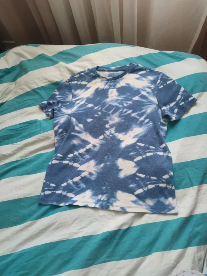 T-shirt blanc- bleu L