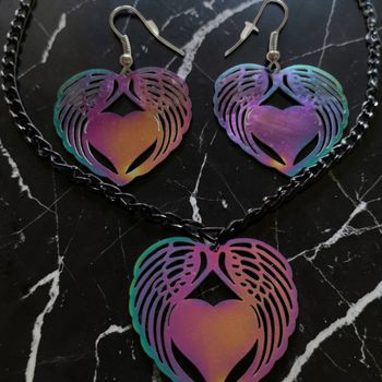 Parure Cœur Ailes d’Ange – Filigrane Multicolore