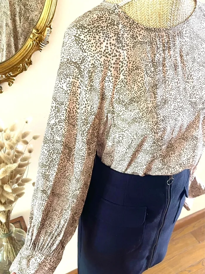 Sublime blouse manche longue fluide mango taille XL rose à motif - photo numéro 13