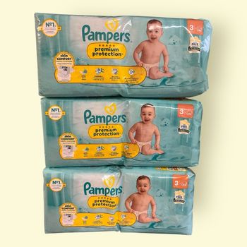 Lot de 3 pack de 46 (donc 138) couches Pampers Premium Protection [taille 3 : 6 à 10 kg]