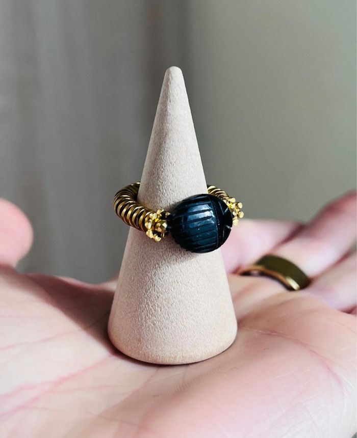Bague amulette scarabée Onyx noir - photo numéro 4