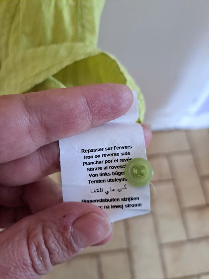 Blouse manche courte chemisier vert pomme col V taille 3 cache cache - photo numéro 6