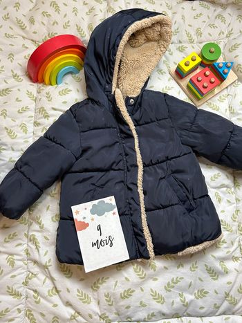 doudoune à capuche doublée polaire bleu marine 9/12 mois zara