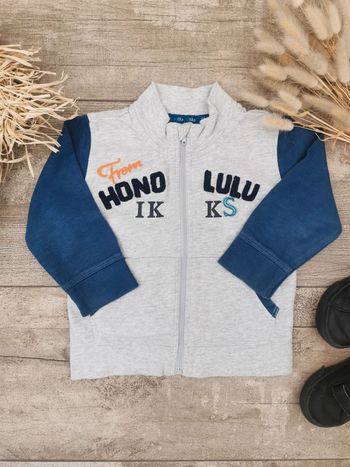 🌹Gilet zippé Ikks 12mois gris bleu bébé garçon