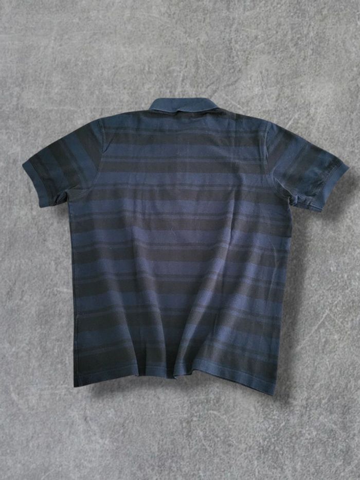 Polo Adidas à rayures noires et bleues marines 100% coton - L - photo numéro 2