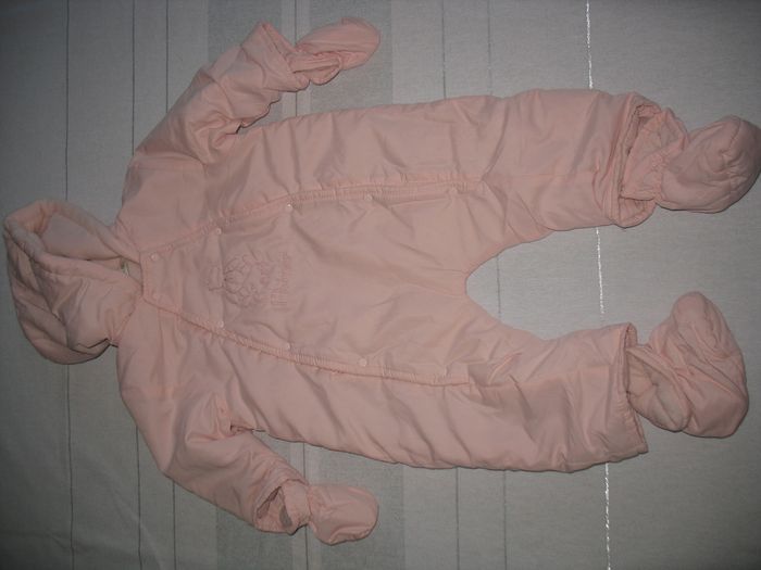 COMBINAISON PILOTE + GANTS + CHAUSSONS ROSE BÉBÉ FILLE "GRAIN DE BLÉ" - 6 MOIS - n°04 - photo numéro 2