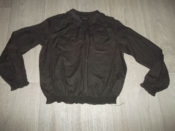 Chemise MONOPRIX marron smockée par endroits 38 TBE