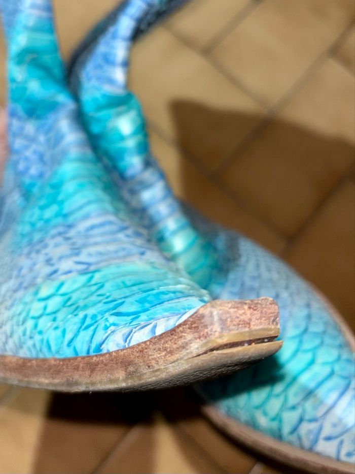 Santiag cuir python bleu turquoise - photo numéro 5