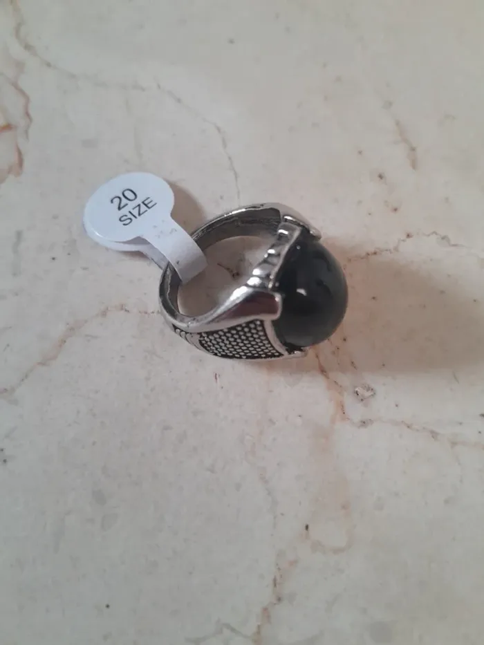 Bague Homme Chevalière 💫vintage💫pierre noire 💫Taille 20💫 - photo numéro 3