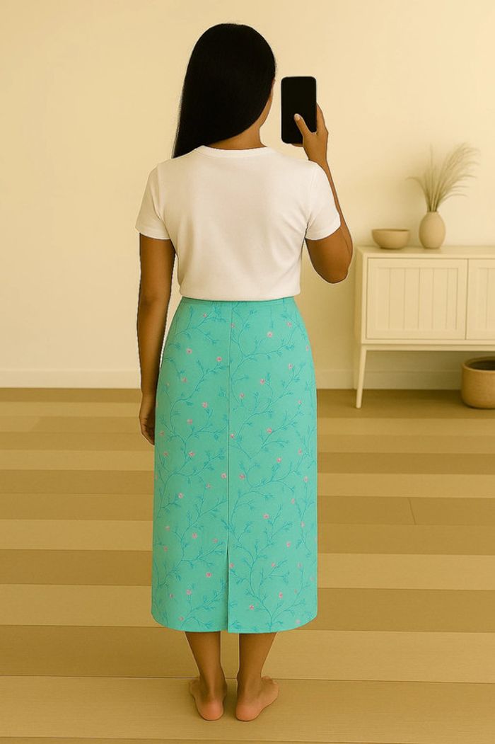 Jupe longue à fleurs fendue vintage - photo numéro 2