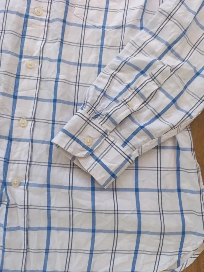Chemise manche longue chaps a carreaux blanc bleu - photo numéro 5