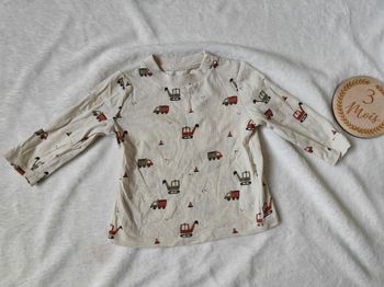 T-shirt à manches longues, motif tracteurs, Kiabi, 3 mois 