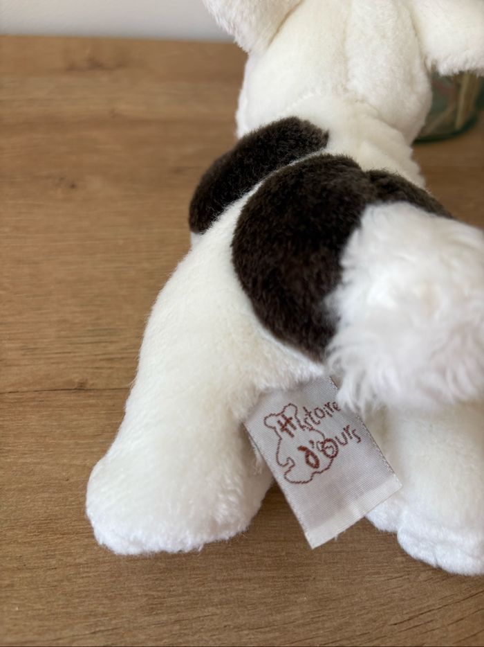 Peluche doudou lapin blanc marron - photo numéro 4