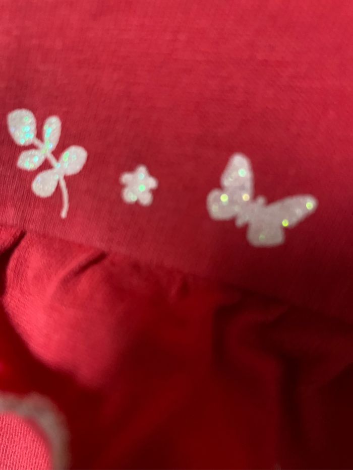 T-shirt tunique framboise papillons pailletés 4 ans Sergent Major - photo numéro 2