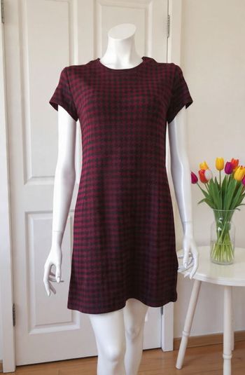 petite robe courte bordeaux et noire pied de coq taille 40 esprit vintage 70