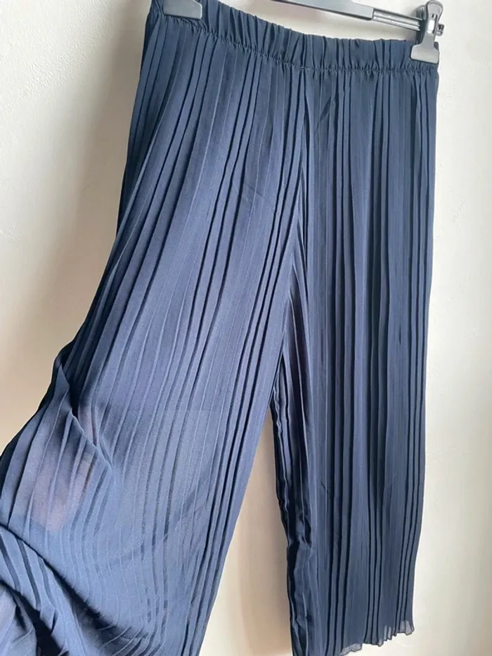 Pantalon large fluide transparent bleu marine - photo numéro 7