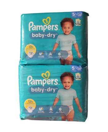 Lot de 2 paquets de couches PAMPERS Baby-dry Taille 5