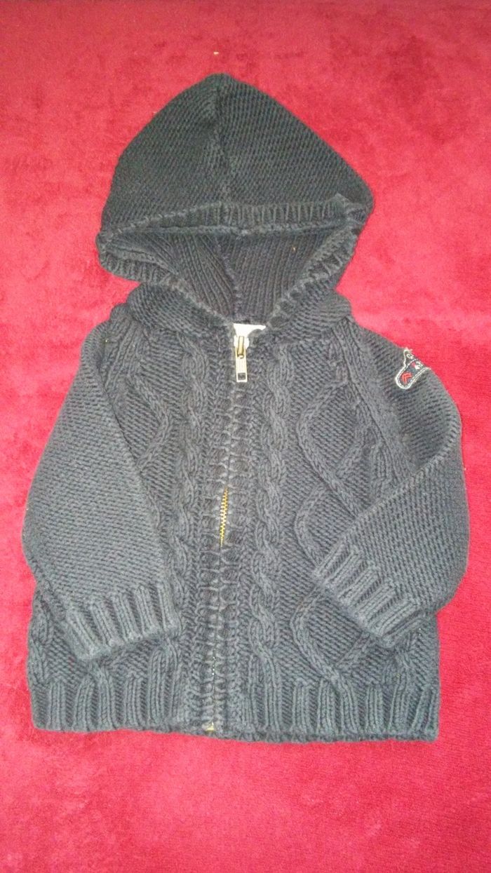 Gilet zip à capuche bleu foncé 6 mois garçon Grain de blé - photo numéro 2