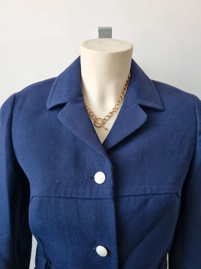 Veste en laine bleu marine annee '70 - photo numéro 4