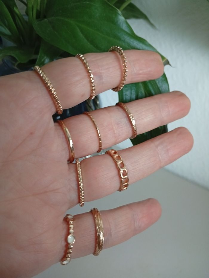 Lot 10 bagues en métal doré - photo numéro 3