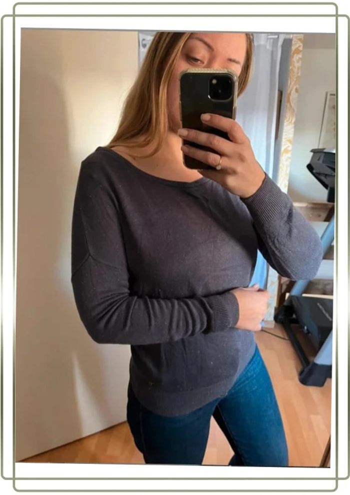 Pull gris légèrement pailleté Bonobo 34 XS doux - photo numéro 2