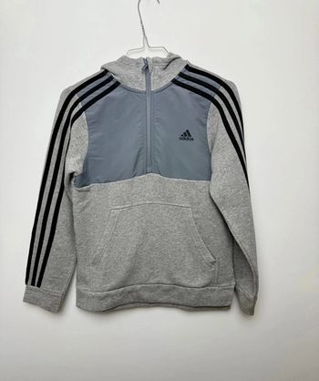 Sweat à capuche Adidas gris garçon taille 11-12 ans