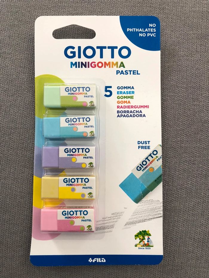1 lot de 5 gommes pastel « giotto » NEUF