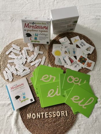 Le coffret écriture-lecture Montessori des graphèmes rugueux de Balthazar