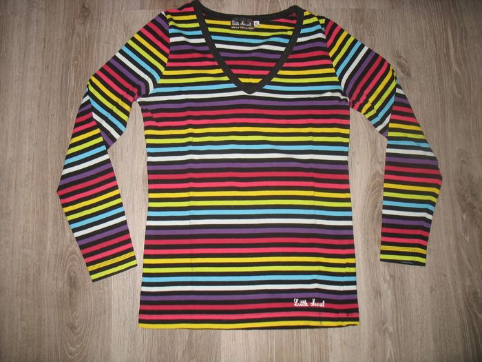 TEE SHIRT ML NOIR RAYÉ MULTICOLORE "LITTLE MARCEL" - TAILLE XL - n°06