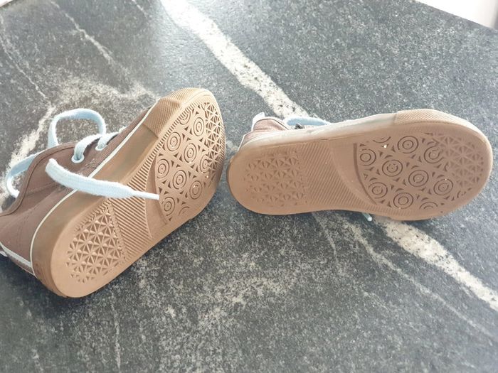 chaussure toile  dyomos marron bleu taille 24 zip sur un coté et lacets - photo numéro 4