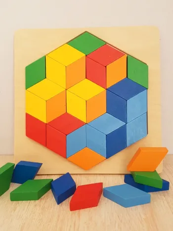 Jeu de manipulation mosaïques en bois