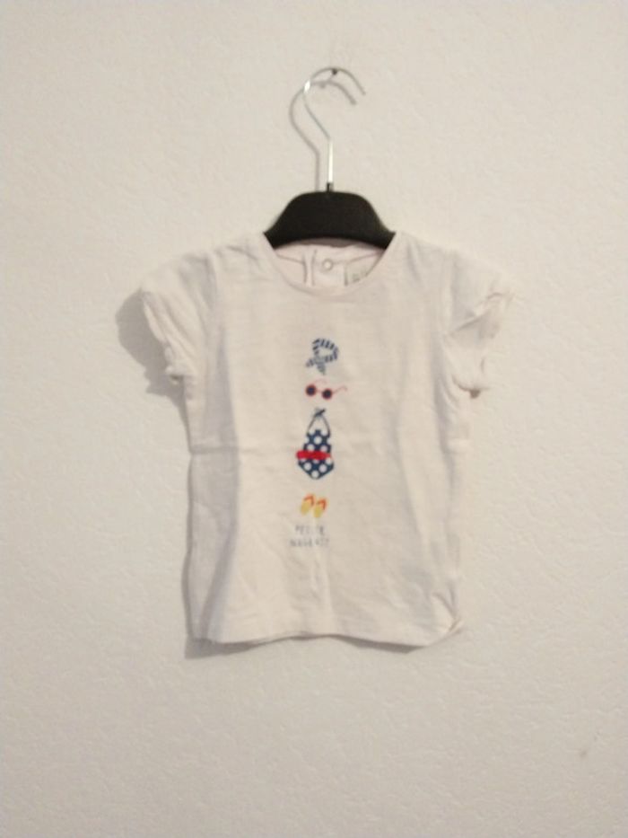 tee shirt manches courtes blanc jean bourget fille 18 mois