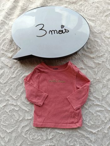 Tee shirt chemise manches longues Fille 3 mois Petite fleur Kiabi 100% coton