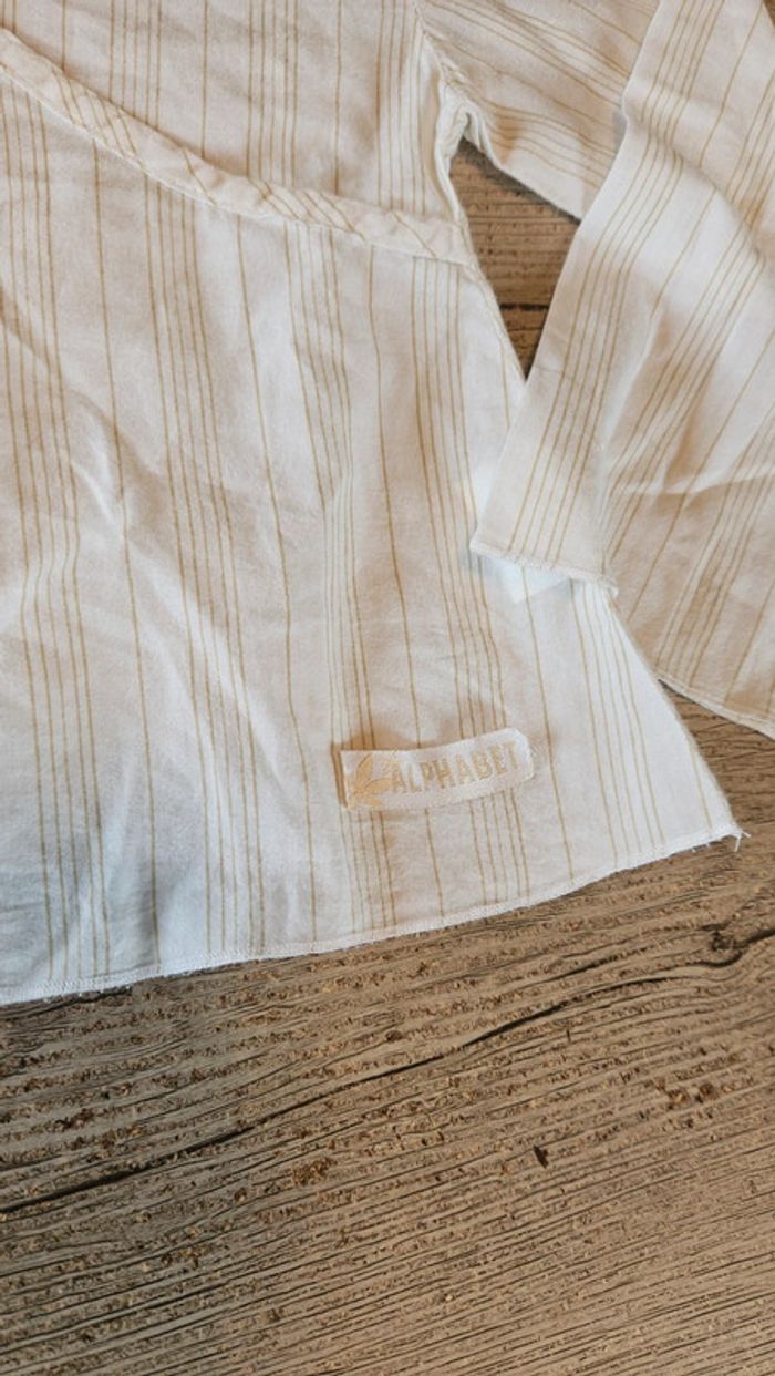 Blouse classique à manches longues, blanche lignée, Alphabet, 6 ans - photo numéro 7