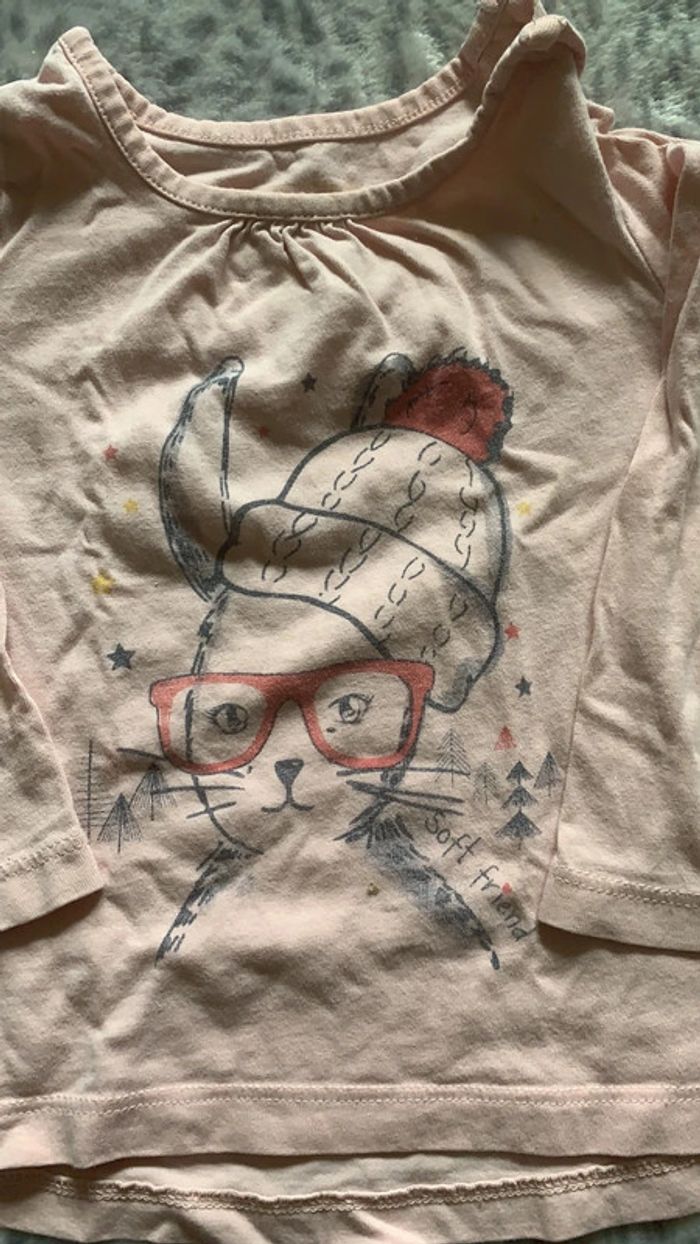 T shirt manches longues rose 18 mois - photo numéro 2