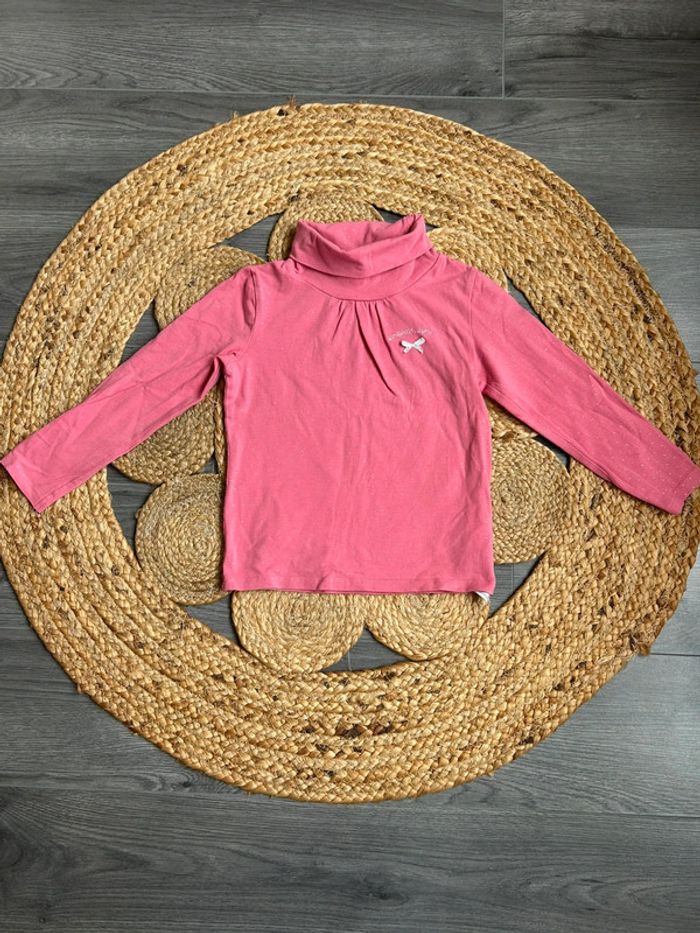 Col roulé rose à pois argenté 5 ans