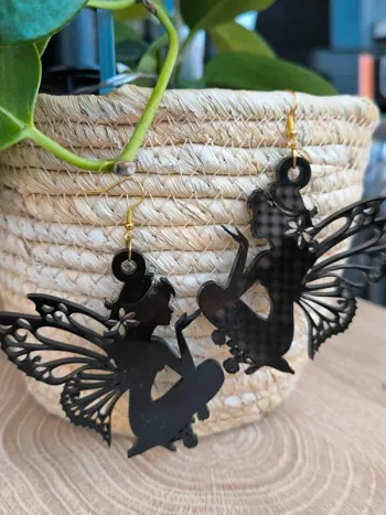 Boucles d’oreilles Fées noires enchantées