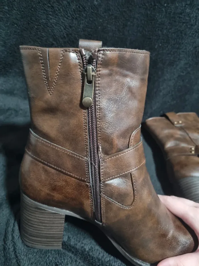 Paire De Bottines A Talon Marron - photo numéro 6