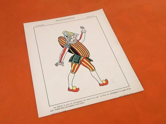 4 anciennes planches à dessin Mes premiers pinceaux Arlequin, Polichinelle, Magicien, Clown - photo numéro 6