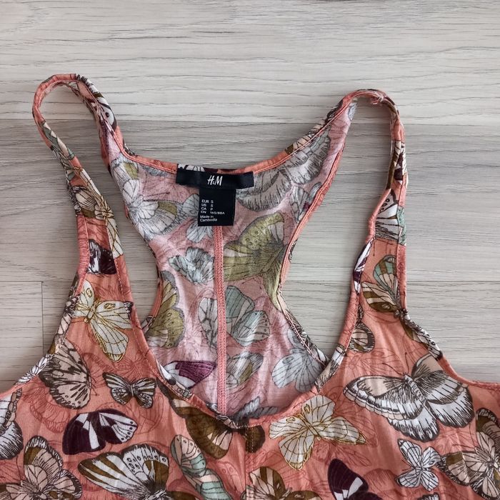 Robe imprimée papillons à bretelles longueur au genoux H&M taille S - photo numéro 2