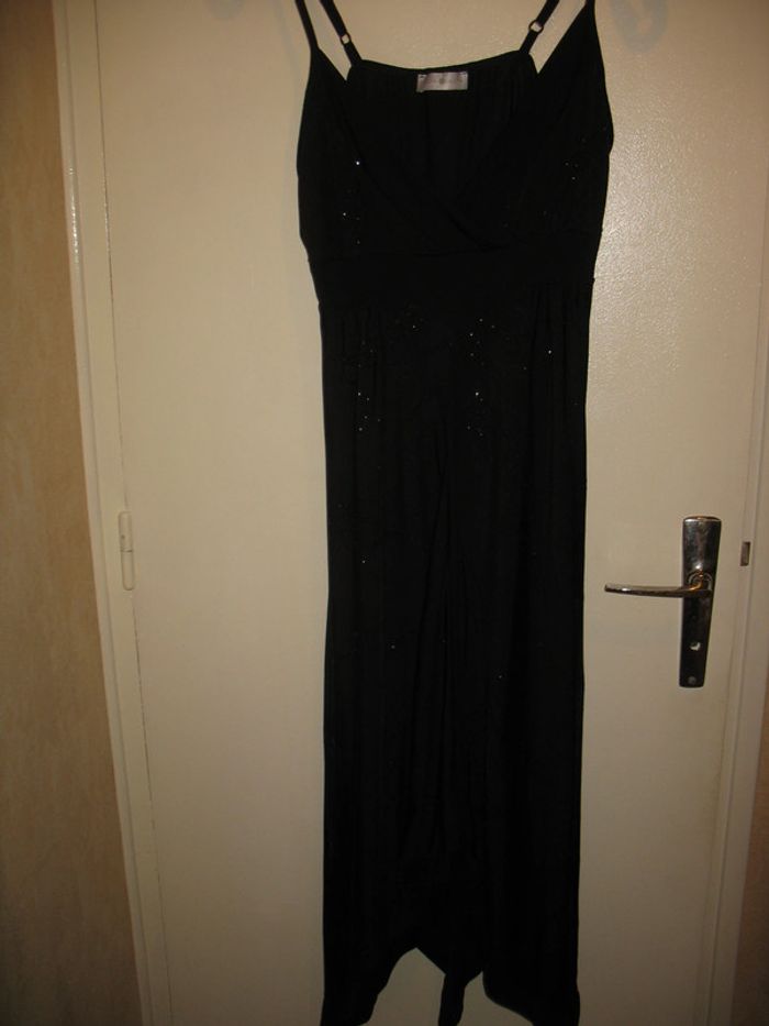 ROBE DE SOIRÉE MI LONGUE NOIRE A BRETELLES"CACHE CACHE" - TAILLE 40 - n°09