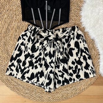 Short taille haute été fluide léopard beige et noir - taille 34 - neuf