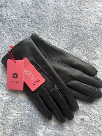 Gant cuir noir femme M Ansa