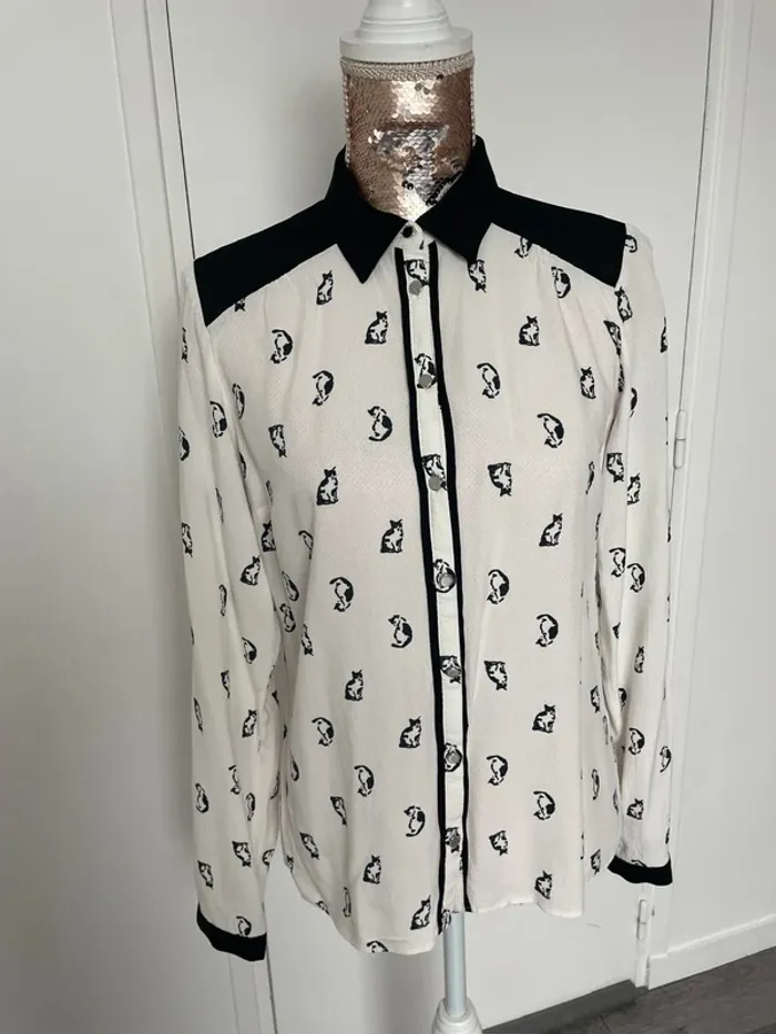 Chemise fluide / blouse Naf naf 36 Motif chat